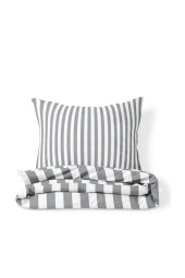 Back To Basics - Gri Çizgili Çift Kişilik Nevresim Takımı thumbnail 2