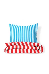 Back To Basics - Mavi Kırmızı Çizgili Çift Kişilik Nevresim Takımı thumbnail 2