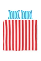 Back To Basics - Mavi Kırmızı Çizgili Çift Kişilik Nevresim Takımı thumbnail 1