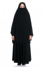 Krep Peçeli Ayrı Siyah Çarşaf thumbnail 2