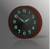 Kahverengi Çerçeveli Ön Camlı Gece Karanlıkta Görünen Parlak Fosforlu Sessiz Saniyeli Duvar Saati thumbnail 1