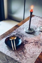 Bej Antik Lazer Kesim Runner - 1