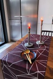 Bordo Lazer Kesim Dekoratif Runner - 1