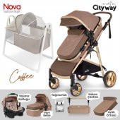 Kiwi 6in1 Bir Arada Yeni Doğan Paketi City Way Bebek Arabası +Nova Bebek Beşiği - 1