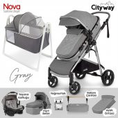 Kiwi 6in1 Bir Arada Yeni Doğan Paketi City Way Bebek Arabası +Nova Bebek Beşiği - 5