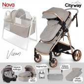 Kiwi 6in1 Bir Arada Yeni Doğan Paketi City Way Bebek Arabası +Nova Bebek Beşiği - 6
