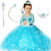 TARLATANLI ELSA KOSTÜMÜ, KARLAR ÜLKESİ ANNA KOSTÜMÜ, KIZ ÇOCUK ELBİSESİ - 1