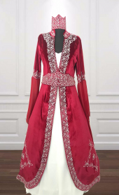 BİNDALLI KAFTAN KADİFE EL İŞİ NAKIŞ LACİVERT KIRMIZI BORDO YEŞİL - 1