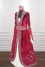 BİNDALLI KAFTAN KADİFE EL İŞİ NAKIŞ LACİVERT KIRMIZI BORDO YEŞİL - 2