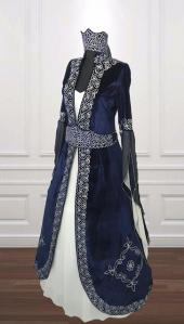 BİNDALLI KAFTAN KADİFE EL İŞİ NAKIŞ LACİVERT KIRMIZI BORDO YEŞİL - 4