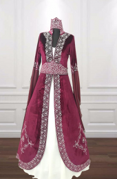 BİNDALLI KAFTAN KADİFE EL İŞİ NAKIŞ LACİVERT KIRMIZI BORDO YEŞİL - 7