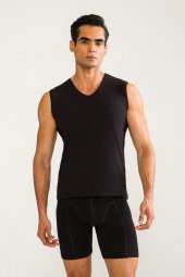 D'S DAMAT Comfort V Yaka Kolsuz T-Shirt Siyah - 1