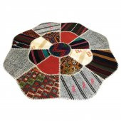 Kırkyama 8 Parçalı Çiçek Desen Kilim Orta Halısı 150x150 cm - 2