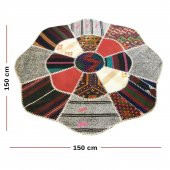 Kırkyama 8 Parçalı Çiçek Desen Kilim Orta Halısı 150x150 cm - 3
