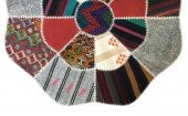 Kırkyama 8 Parçalı Çiçek Desen Kilim Orta Halısı 150x150 cm - 4
