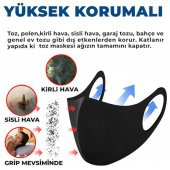 3 Adet Yüz Maskesi Yıkanabilir Siyah Maske Esnek Ağız Burun Koruyucu Bez Maske Nano Kumaş - 7