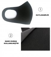 Ağız Yüz Maskesi Yıkanabilir Siyah Maske Esnek Ağız Burun Koruyucu Bez Maske Dayanıklı Nano Kumaş - 4
