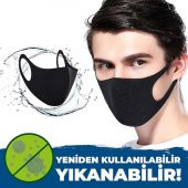 Ağız Yüz Maskesi Yıkanabilir Siyah Maske Esnek Ağız Burun Koruyucu Bez Maske Dayanıklı Nano Kumaş - 7