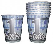 Pırıltılı 1 Fırst Brithday Baskılı Karton Bardak 8 Adet - 1