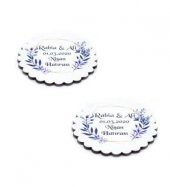 Kişiye Özel Yuvarlak Ahşap Magnet Nikah, Nişan Hatırası - 50 Adet - 1