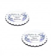 Kişiye Özel Yuvarlak Ahşap Magnet Nikah, Nişan Hatırası - 50 Adet - 2