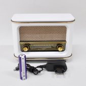 Nostaljik Radyo Şarjlı Pil+Adaptörlü Beyaz İstanbul Model - 1