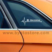 Skoda için Kalp Atışı Ritim Oto Sticker (2 Adet) - 1