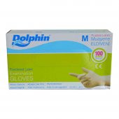 Dolphin Pudralı Beyaz Latex Eldiven Orta Boy (M) 100 Lü Paket - 1