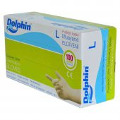 Dolphin Pudralı Beyaz Latex Eldiven Büyük Boy (L) 100 Lü Paket - 3