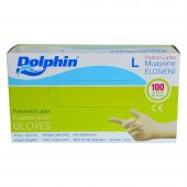 Dolphin Pudralı Beyaz Latex Eldiven Büyük Boy (L) 100 Lü Paket - 4