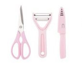 Tantitoni Soyucu Makas Meyve Bıçağı Seti 3Lü Açık Pembe Rengi St003Tdap - 1