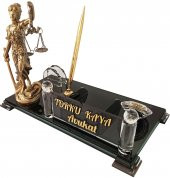 Hediye Adalet Terazili İsimlik Kristal Masa İsimliği Kalemli Ofis Hediyesi M215 - 4