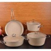 PAÇİ 7 PARÇA ROYAL GRANİT BEYAZ TENCERE SETİ P200640 - 1