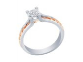 Diamond Line-Gülaylar - Beyaz Pembe Altın 14 Ayar Tektaş Yüzük - 1