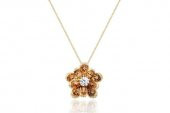 Diamond Line-Gülaylar - Sarı Altın 14 Ayar Renkli Taşlı Klasik Kolye - 1