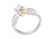 Diamond Line-Gülaylar - Beyaz Sarı Altın 14 Ayar Tektaş Trend Yüzük - 1