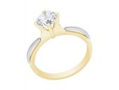 Diamond Line-Gülaylar - Sarı Beyaz Altın 14 Ayar Tektaş Yüzük - 1