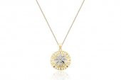 Diamond Line-Gülaylar - Sarı Beyaz Altın 14 Ayar Taşsız Klasik Kolye - 1