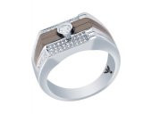 Diamond Line-Gülaylar - Beyaz Siyah Altın 14 Ayar Erkek Yüzük - 1