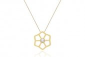 Diamond Line-Gülaylar - Sarı Altın 14 Ayar Geometrik Kolye - 1