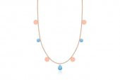 Diamond Line-Gülaylar - Pembe Altın 14 Ayar Firuze Taş Kolye - 1