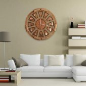 Ahşap Şehri Gümüş Kabartmalı Jüt Halat İşlemeli Ahşap Saat 55 Cm - 1