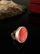 Dr Stone Doğaltaş Kadın Sedef Taşı Gümüş Kaplama ayarlanabilir yüzük KRB15 - 1