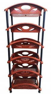 SEBZELİK , 6 Katlı Plastik Sebzelik - KAHVERENGİ - KARGO BEDAVA - 2