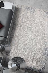 Bahariye Halı Ezgi Koleksiyonu 5665 Gri Mavi Saçaklı Halı - 2