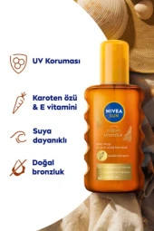 Nivea Sun SPF6 Karoten Özlü Yoğun Bronzlaştırıcı Güneş Yağı  200 ml Sprey, E Vitamini İçerir - 6