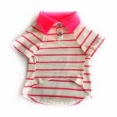 Pinky Cream Stripe Polo Yaka Tişört Köpek Kıyafeti Köpek Elbisesi - 2