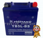 12 V 5 AH-AMPER YB5L BS YİĞİT AKÜ MOTOSİKLET AKÜSÜ, - 1