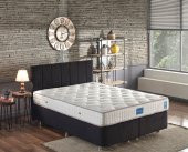 Niron Juliette 150x200 cm Çift Kişilik Yatak Baza Başlık Seti -  Siyah Kumaş Lüks Yatak Takımı - 1