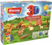 HEROES 3D ÇİFTLİK HAYVANLARI 6 RENKLİ OYUN HAMURU ERN-570 - 1